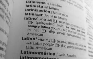A dictionary page open to the definition of "Latino".