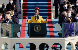 Photo of Amanda Gorman at Biden's Inauguration.