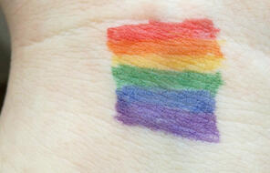 Picture of pride flag on wrist.