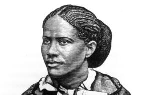black and white portrait of poet and essayist Frances Ellen Watkins Harper, 1825-1911