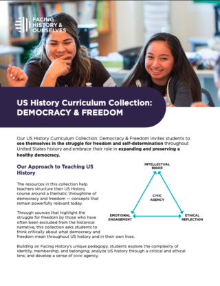First page of "US History Curriculum Collection: Democracy & Freedom" overview.