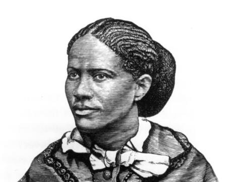 black and white portrait of poet and essayist Frances Ellen Watkins Harper, 1825-1911